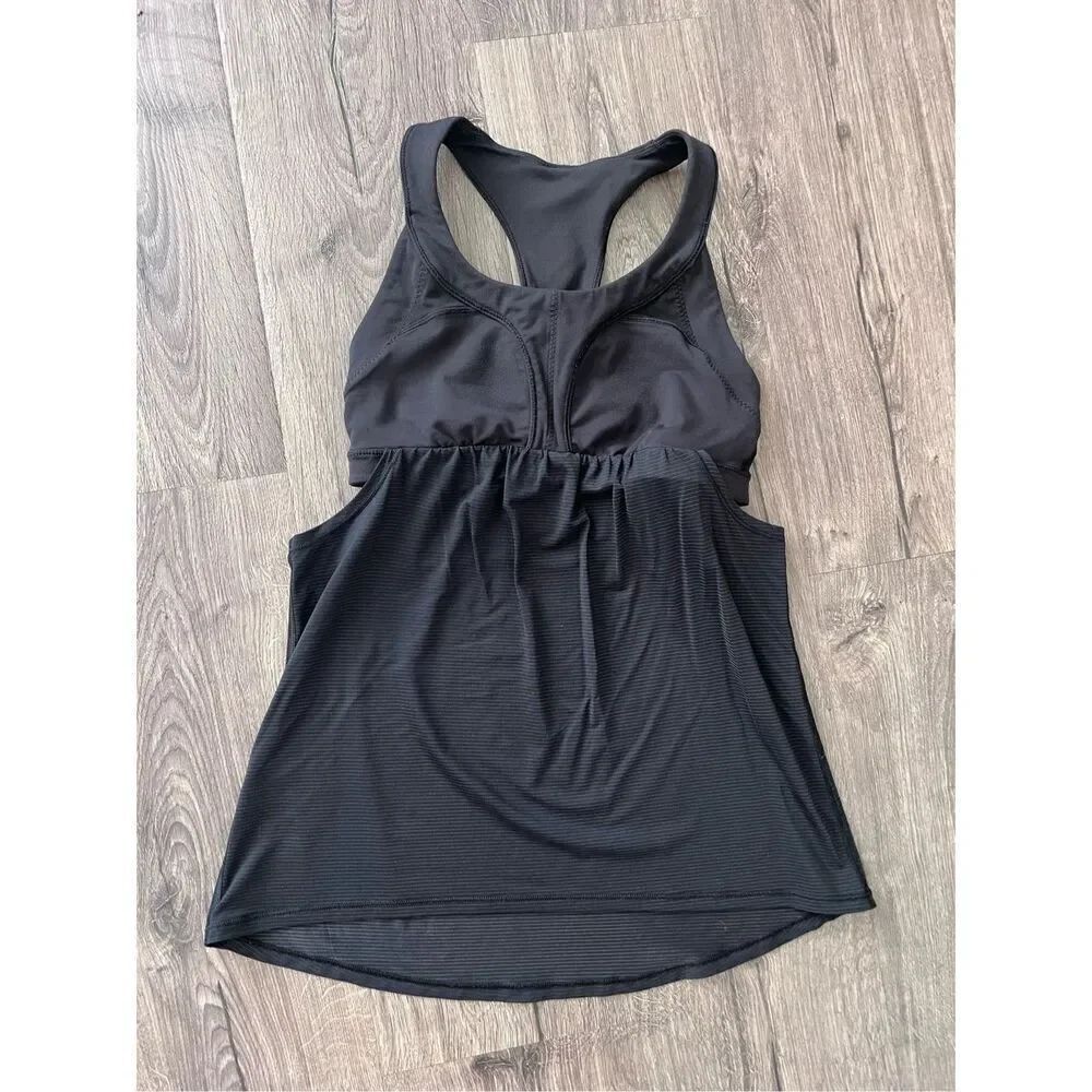 Lululemon Women Top Black Poly Blend Sleeveless 2 in 1 Run Active Tank Top size